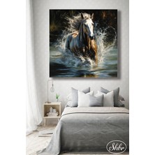 Şehber Tekli Kare Kanvas Dekoratif Duvar Tablosu Salon Yatak Odası Mutfak Kafe Ofis At Tablosu