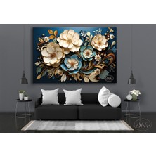 Şehber Tekli Yatay Kanvas Tablo 3D Soyut Çiçekler Dekoratif Kanvas Duvar Tablosu