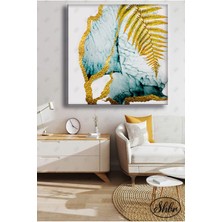 Şehber Tekli Kare Dekoratif Kanvas Tablo Salon Yatak Odası Kafe Ofis Gold Yaprak Modern Tasarım