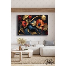 Şehber Tekli Yatay Dekoratif Kanvas Tablo Salon Yatak Odası Kafe Ofis Renkli Çiçekler