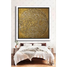 Şehber Tekli Kare Kanvas Duvar Tablosu Salon Yatak Odası Mutfak Kafe Ofis Gold Geometrik Desenler