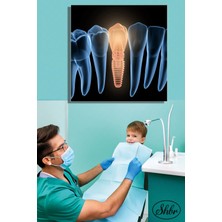 Şehber Tekli Kare Kanvas Dekoratif Duvar Tablosu Dişçi Ağız ve Diş Sağlığı Diş Polikliniği Hastahane