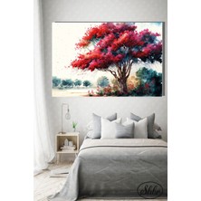 Şehber Tekli Yatay Kanvas Dekoratif Salon Yatak Odası Mutfak Duvar Tablosu Doğal Kırmızı Ağaç