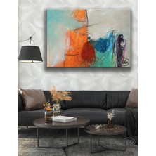 Şehber Tekli Yatay Kanvas Tablo Soyut Yağlıboya Dokulu Dekoratif Kanvas Duvar Tablosu