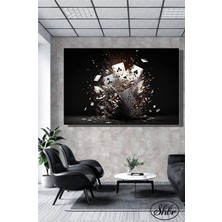 Şehber Tekli Yatay Kanvas Dekoratif Duvar Tablosu Texsas Poker Salon Tablosu