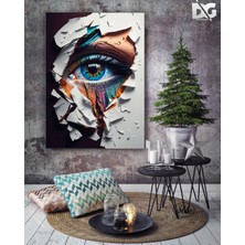 Şehber Tekli Dikey Kanvas Tablo Renkli Göz 3D Hd Kalite Kanvas Duvar Tablosu