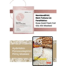 3 Katmanlı Rose Gold Göz Maske ve Aydınlatıcı, Pürüzsüzleştirici, %100 Pamuk Pirinç Maske Seti