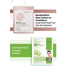 Dermal 3 Katmanlı Rose Gold Göz Maskesi ve Nemlendirici ve Pürüzsüzleştirici Salatalık Özlü Kolajen Maske Seti