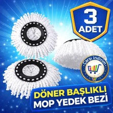 Nistabolje 3 Adet Döner Başlıklı Mop Yedeği Mikrofiber Döner Paspas Yedek