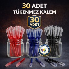 Nistabolje 30 Adet Büro Tükenmez Kalem(10 Mavi, 10 Kırmızı, 10 Siyah)