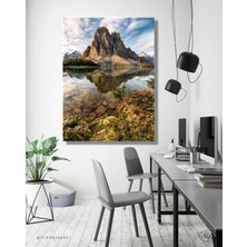 Şehber Tekli Dikey Kanvas Tablo, Kayalık Dağlar, Doğa Manzarası, Dekoratif Kanvas Duvar Tablosu