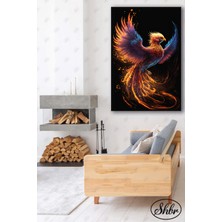 Şehber Tekli Dikey Dekoratif Kanvas Tablo Salon Yatak Odası Kafe Ofis Ateşli Anka Kuşu