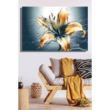 Şehber Tekli Yatay Kanvas Dekoratif Salon Yatak Odası Mutfak Duvar Tablosu Altın Çiçek