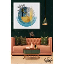 Şehber Tekli Kare Kanvas Dekoratif Duvar Tablosu Salon Yatak Odası Kafe Ofis Altn Geyik Illüstrasyon