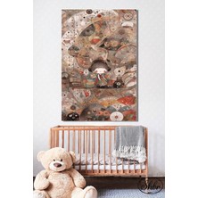 Şehber Tekli Dikey Kanvas Çocuk Odası Salon Yatak Odası Mutfak Ofis Duvar Tablosu Illüstrasyon Kız