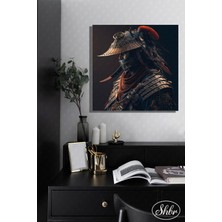 Şehber Tekli Kare Kanvas Salon Yatak Odası Mutfak Ofis Duvar Tablosu Samuray Portre Illüstrasyon