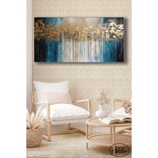 Şehber Tekli Yatay Kanvas Dekoratif Duvar Tablosu Salon Yatak Odası Mutfak Kafe Ofis 3D Çiçekler