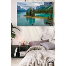 Şehber Tekli, Yatay, Kanvas, Dekoratif, Duvar, Tablosu , Baharda Kanada Orman ve Göl Manzarası,