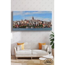 Şehber Tekli Yatay Kanvas Duvar Tablosu Salon Yatak Odası Kafe Ofis Istanbul Galata Manzara