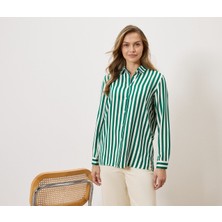 Tchibo Kadın Bluz, Çizgili, Yeşil