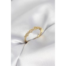 Mustran Zirkon Taşlı Pirinç Gold Renk Kadın Yüzük