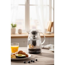 Mustran 1 Lt Akrilik Şeffaf Çay Termosu 12 Saat Sıcak 24 Saat Soğuk