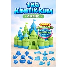 Heroes 1 kg Kinetik Kum Seti - 4 Renk 16 Adet Kalıp Hediyeli Eğitici Akışkan Oyun Kumu