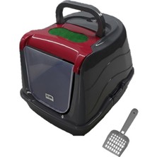 Mio Filtreli Kapalı Kedi Tuvaleti Kırmızı 36x49x39 cm