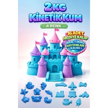 Kinetic Sand 4 Farklı Renk Kinetik Kum 2 kg ve 16 Adet Kum Kalıbı Hediye- Akışkan Eğitici Kinetik Oyun Kumu - 4X500GR
