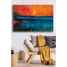 Şehber Tekli Yatay Dekoratif Kanvas Tablo Salon Yatak Odası Kafe Ofis Yağlı Boya Efekt Gün Batımı