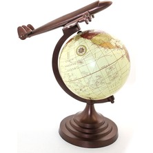 Hediye Bahçesi 40X25 cm Pirinç Uçak Tasarımlı Dünya Küre