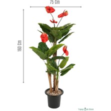 Yapay Çiçek Sitesi Plastik Saksıda Antoryum Ağacı 160 cm (Anthurium)