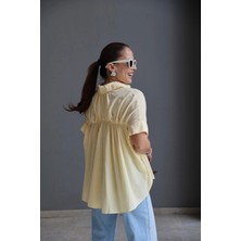 Purple By Banu Sarı Sırt Pile Detay Gömlek