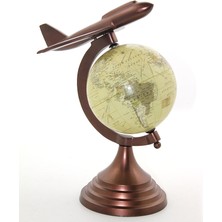 Hediye Bahçesi 25X15 cm Pirinç Uçak Tasarımlı Dünya Küre