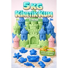 Kinetic Sand 5 kg Kinetik Kum 5 Renk ve 8 Adet Kum Kalıbı - Eğitici ve Öğretici Oyun Kumu Seti
