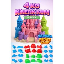 Kinetic Sand 4 kg Kinetik Kum 4 Renk ve 28 Adet Kum Kalıbı - Eğitici ve Öğretici Oyun Kumu Seti