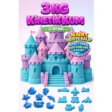 Kinetic Sand 3 kg Kinetik Kum 3 Renk ve 16 Adet Kum Kalıbı - Eğitici ve Öğretici Oyun Kumu Seti