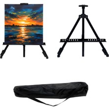 Temel Katlanabilir Metal Tripod Şövale - Ayarlanabilir, Taşıma Çantalı, Siyah