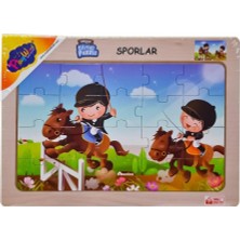 Pazarcan Mey Ithalat® Ony-85-86-87-88 Ahşap Eğitici Puzzle Sporlar -Onyıl
