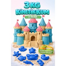 Kinetic Sand 3 kg Kinetik Kum 3 Renk ve 8 Adet Kum Kalıbı - Eğitici ve Öğretici Oyun Kumu Seti