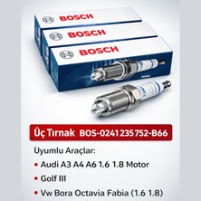 Bosch Üç Tırnak Buji Takımı – Audi A3 A4  A6 1.6 1.8 Motor Uyumlu –  Golf Iıı Bora - Octavia 1.6 1.8