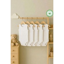 Bebeqon %100 Pamuk Kolsuz Bebek Body 5’li Set Beyaz Çıtçıtlı Zıbın