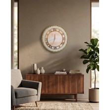 Duvar Saati - 35CM - Modern Dekoratif Duvar Saati - Epoksi Duvar Saati - El Yapımı Duvar Saati - Gold - Beyaz - Mavi Şık Duvar Saatleri