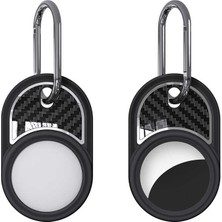 Ceponya Karbon Fiber Görünümlü Silikon Anahtarlık Airtag 05 Çizilmeye  Siyah Renk