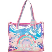 Toyfest Vest Gökkuşağı Desenli Hologramlı Pembe Omuz Çantası