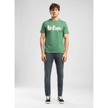 Lee Cooper Londonlogo Erkek Regular Fit %100 Pamuk Baskılı Bisiklet Yaka T-Shirt Yeşil