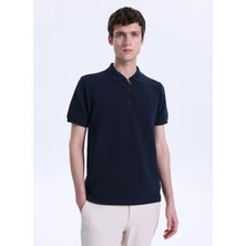 Fabrika Jakarlı Lacivert Erkek Polo T-Shirt F6SM-TST 2980