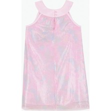 Barbie Desenli Pembe Kız Çocuk Abiye Elbise BRB6SG-ELB6519
