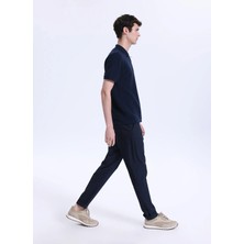 Fabrika Bağlamalı Bel Duble Paça Jogger Lacivert Erkek Pantolon F6SM-PNT 2500