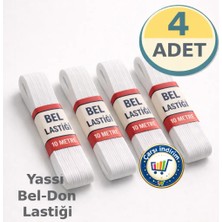 Nistabolje 4 Adet Beyaz Geniş Yassı Lastik Bel Paça Don Lastiği 40 Metre Polyester Malzeme